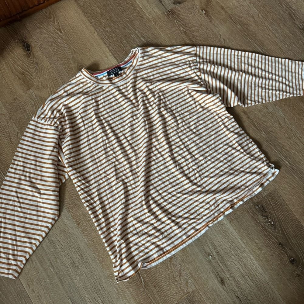 AYR Orange White Striped Long Sleeve Shirt‎ Size L